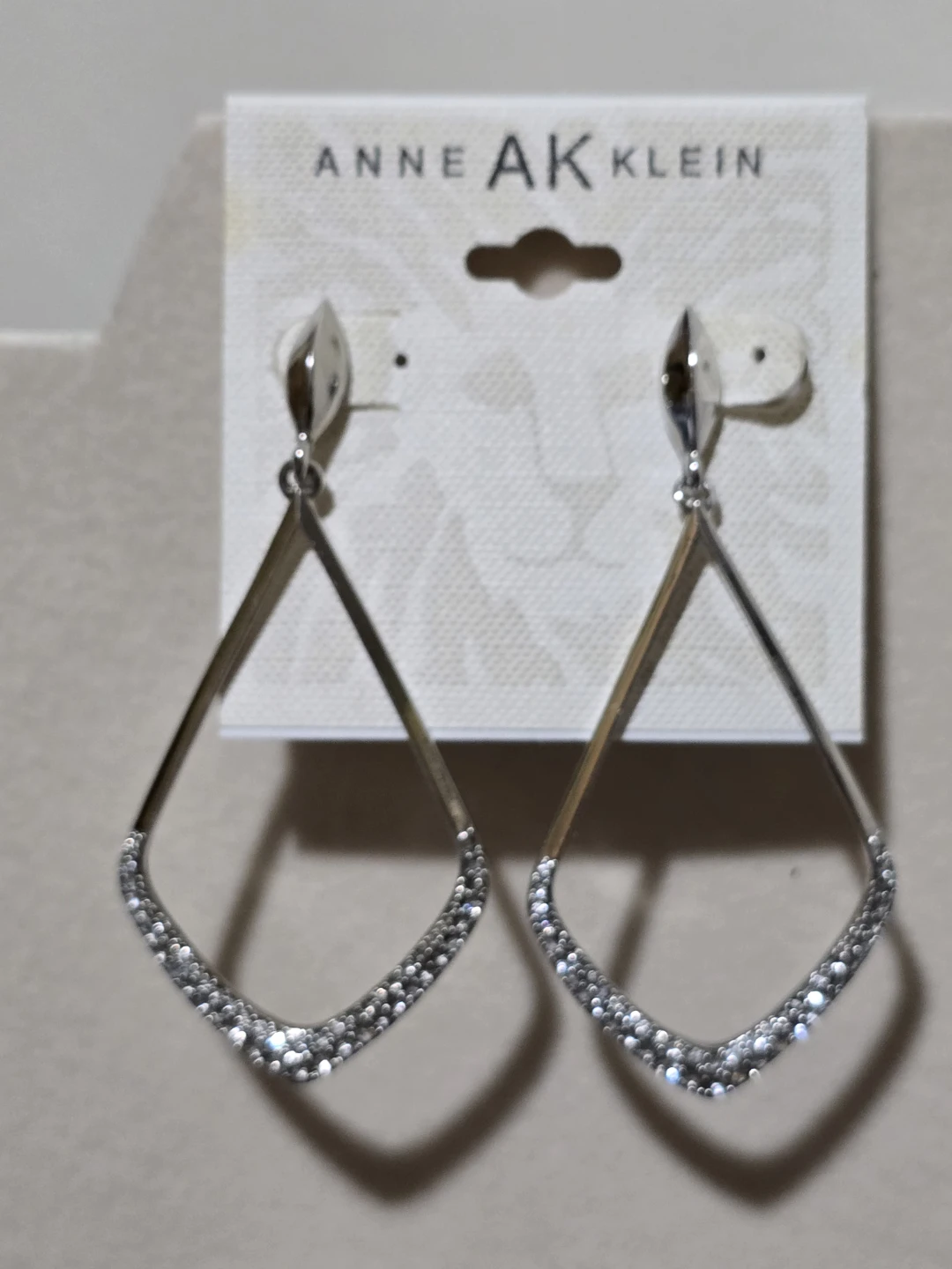 Anne Klein Silver Tone Drop Earrings with Crystals - photo 3