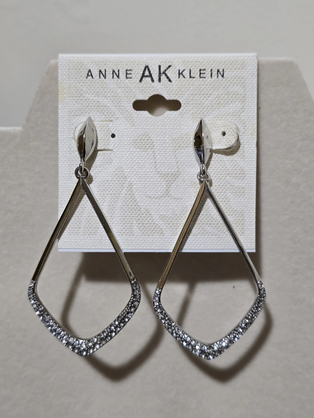 Anne Klein Silver Tone Drop Earrings with Crystals - photo 4
