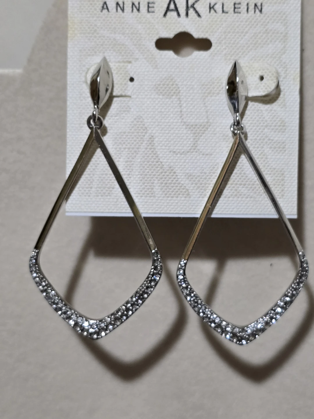 Anne Klein Silver Tone Drop Earrings with Crystals - photo 5