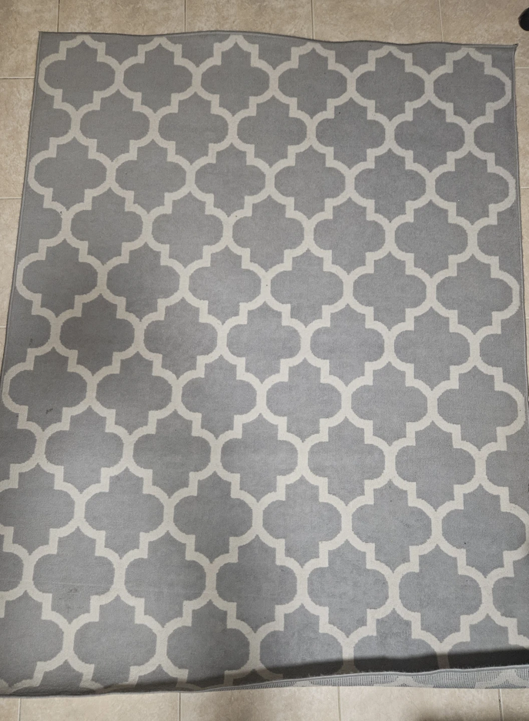 Grey and White Quatrefoil Area Rug