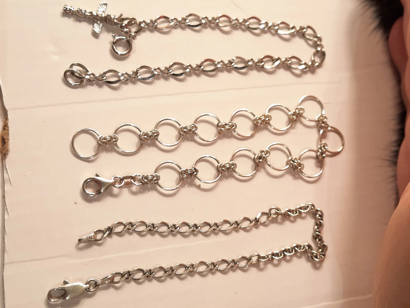 Sterling Silver Bracelets with Cross Charm and Rings