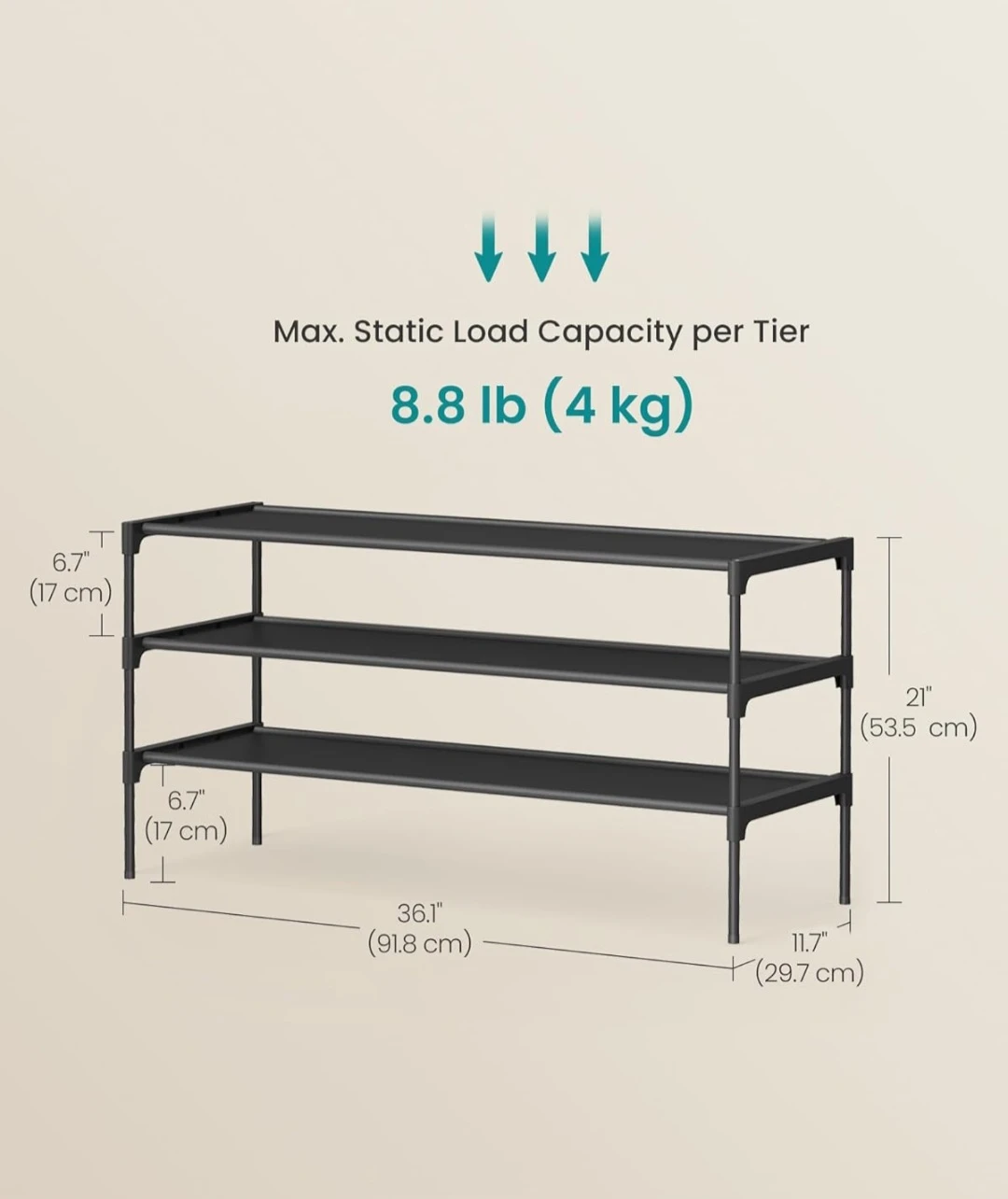 SONGMICS 3-Tier Shoe Rack - photo 3