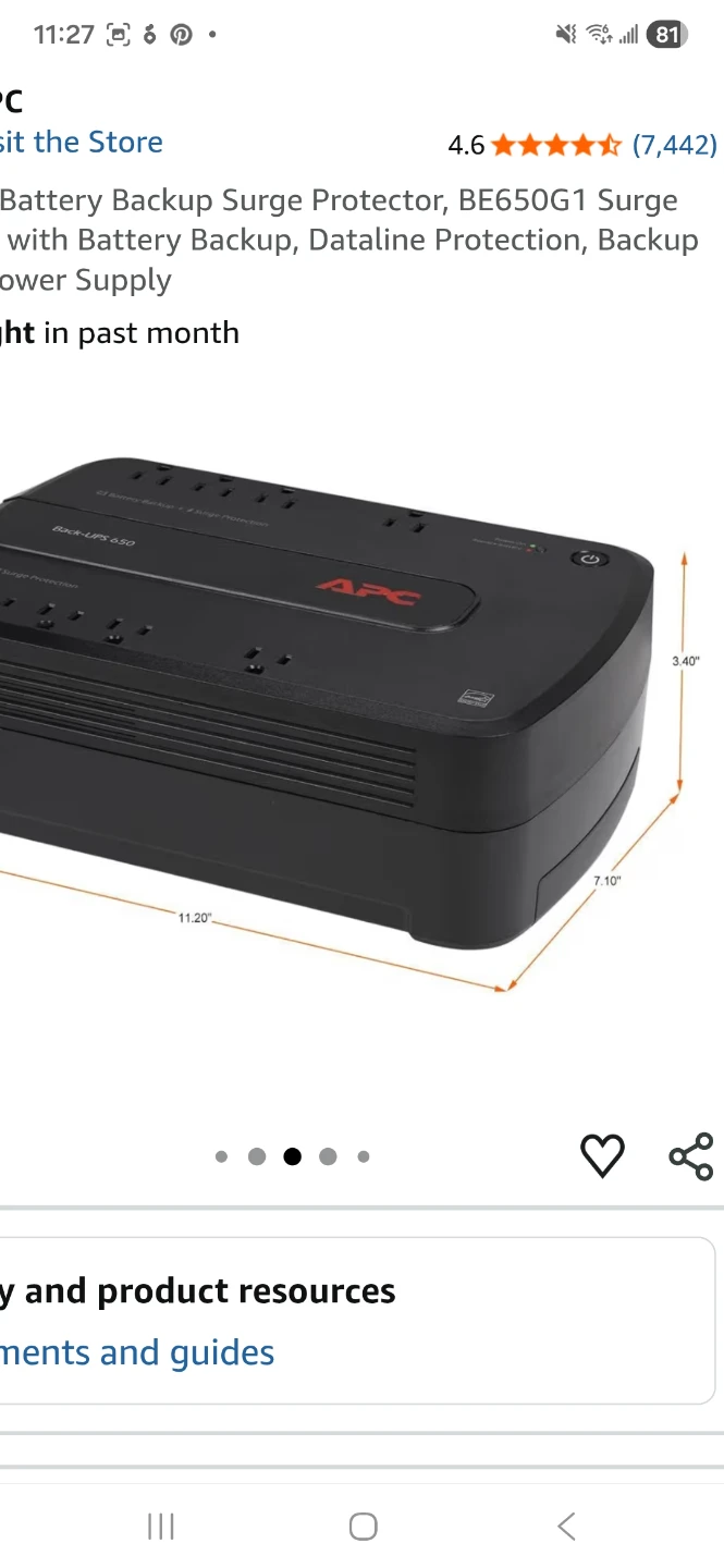 APC Back-UPS 650 Battery Backup Surge Protector - photo 3