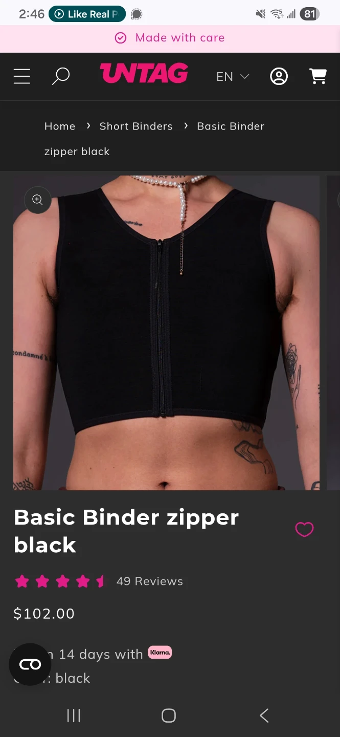 Medium-large black chest binder w zipper (Untag size L) - photo 3