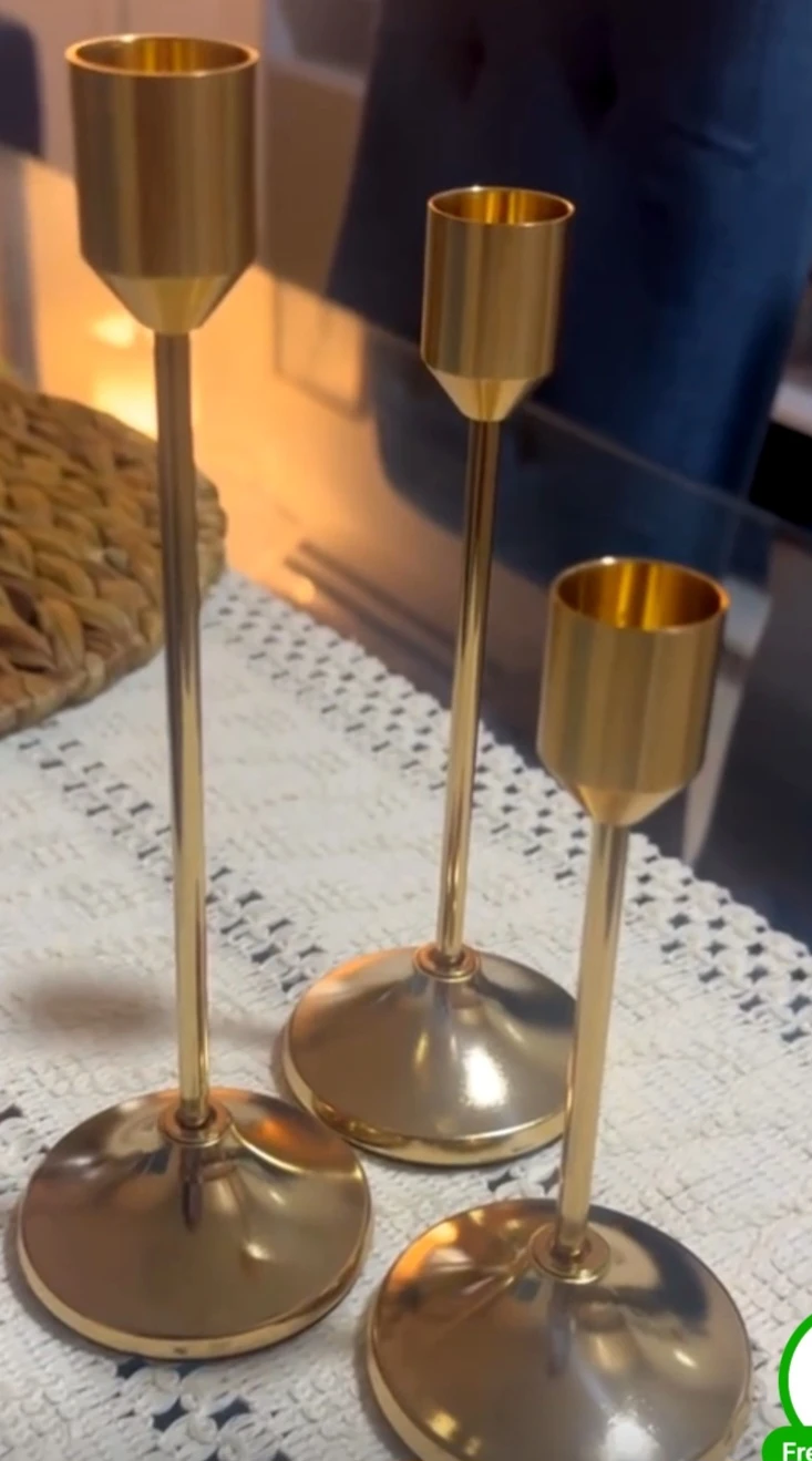WILLCEKA Gold Metal Candlestick Holders Set of 3 - photo 3