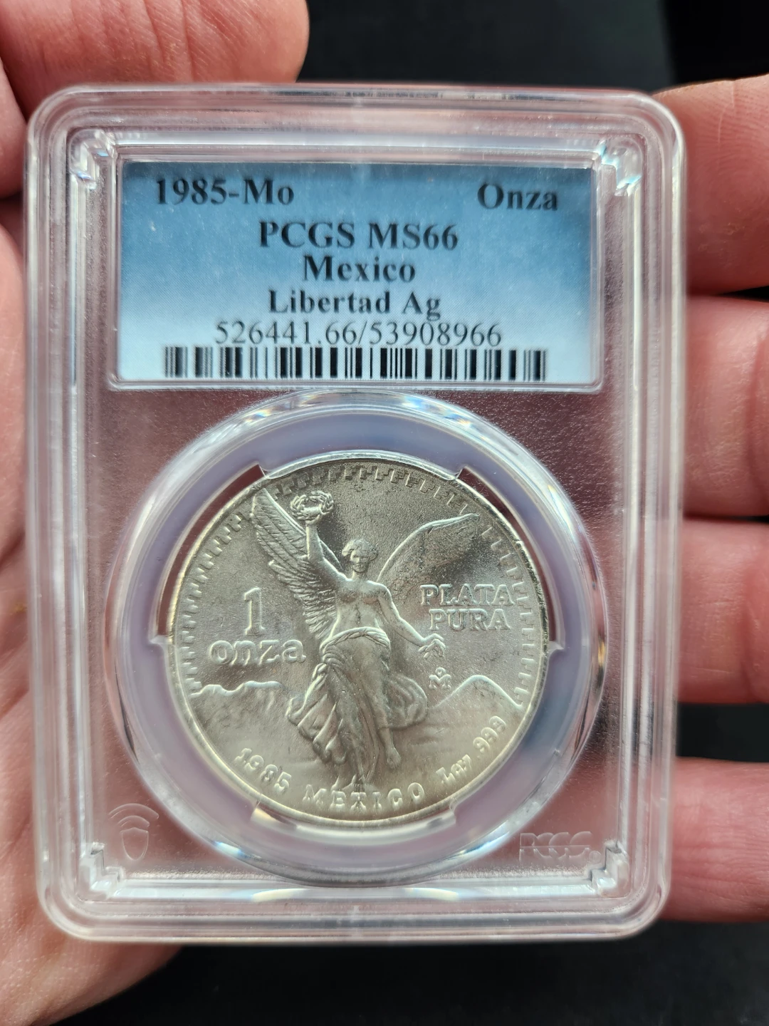 1985 Mexico Libertad Silver Onza PCGS MS66