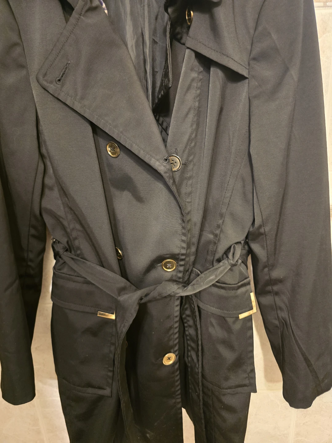 Le Château Black Double-Breasted Trench Coat size M-L - photo 5