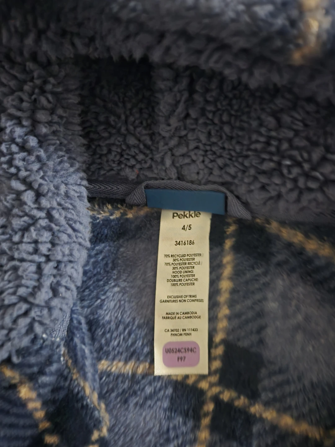 Pekkle Blue Plaid Hooded Robe - Size 4/5 - photo 2