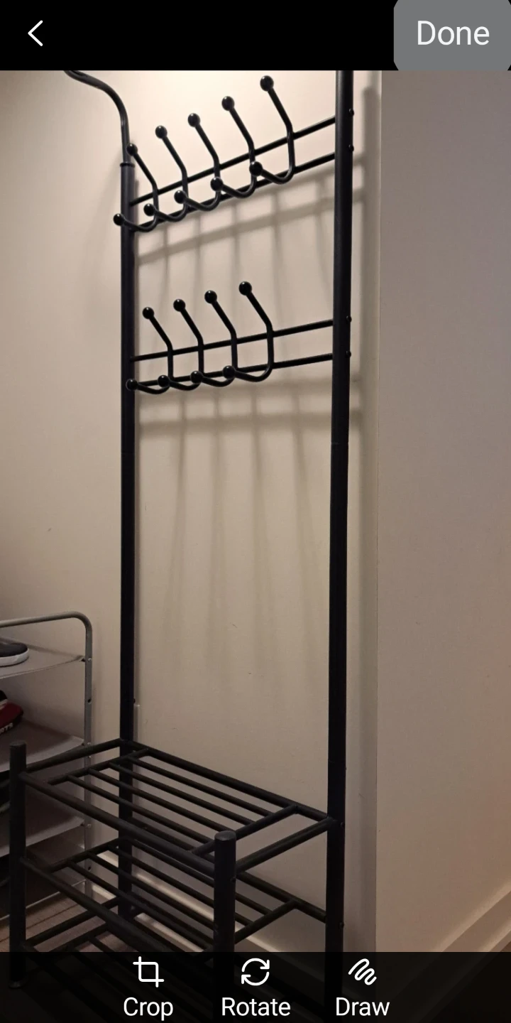 Black Metal Hall Tree with Shoe Rack