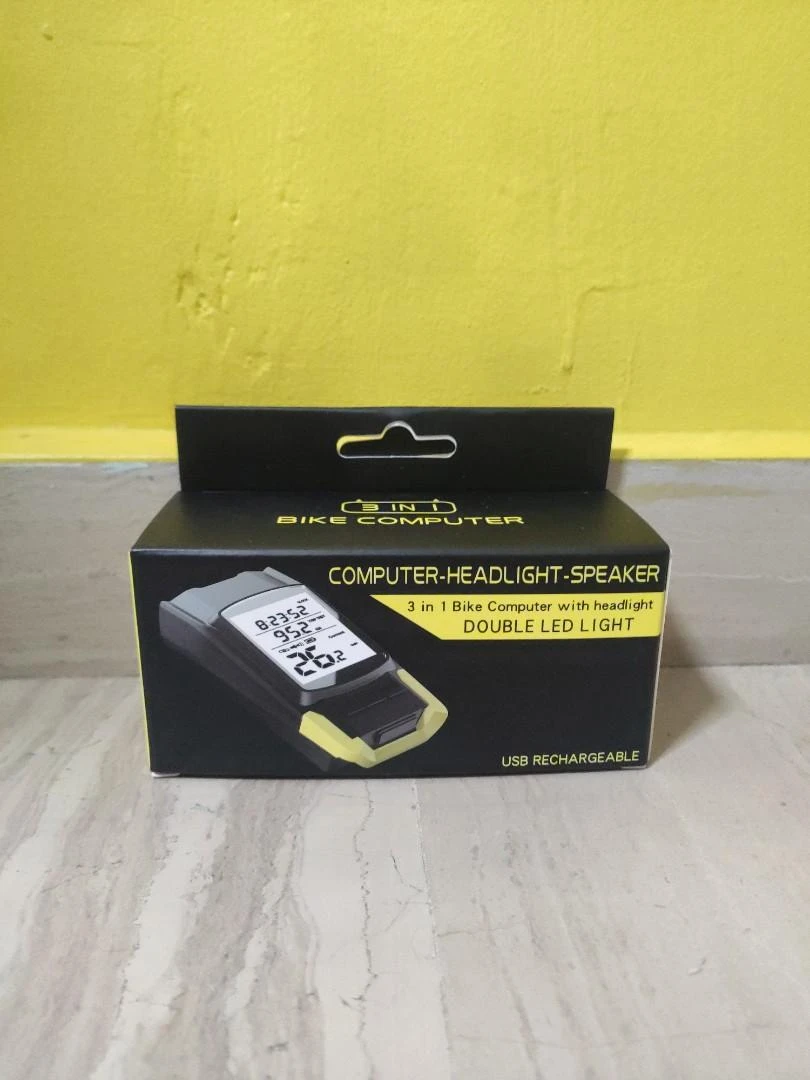 3-in-1 USB Rechargeable Bicycle Computer with LED Light Speaker