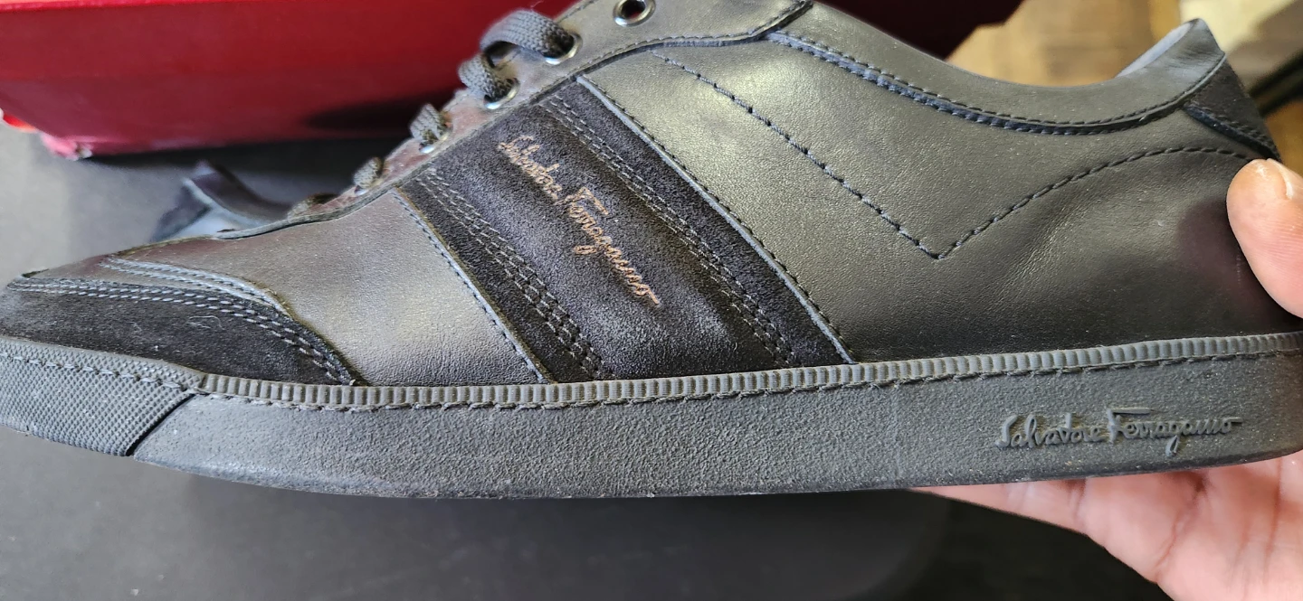 Salvatore Ferragamo Black Leather & Suede Sneakers - photo 3
