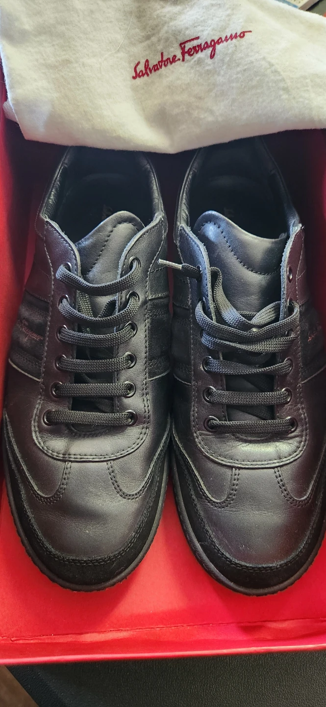 Salvatore Ferragamo Black Leather & Suede Sneakers - photo 5