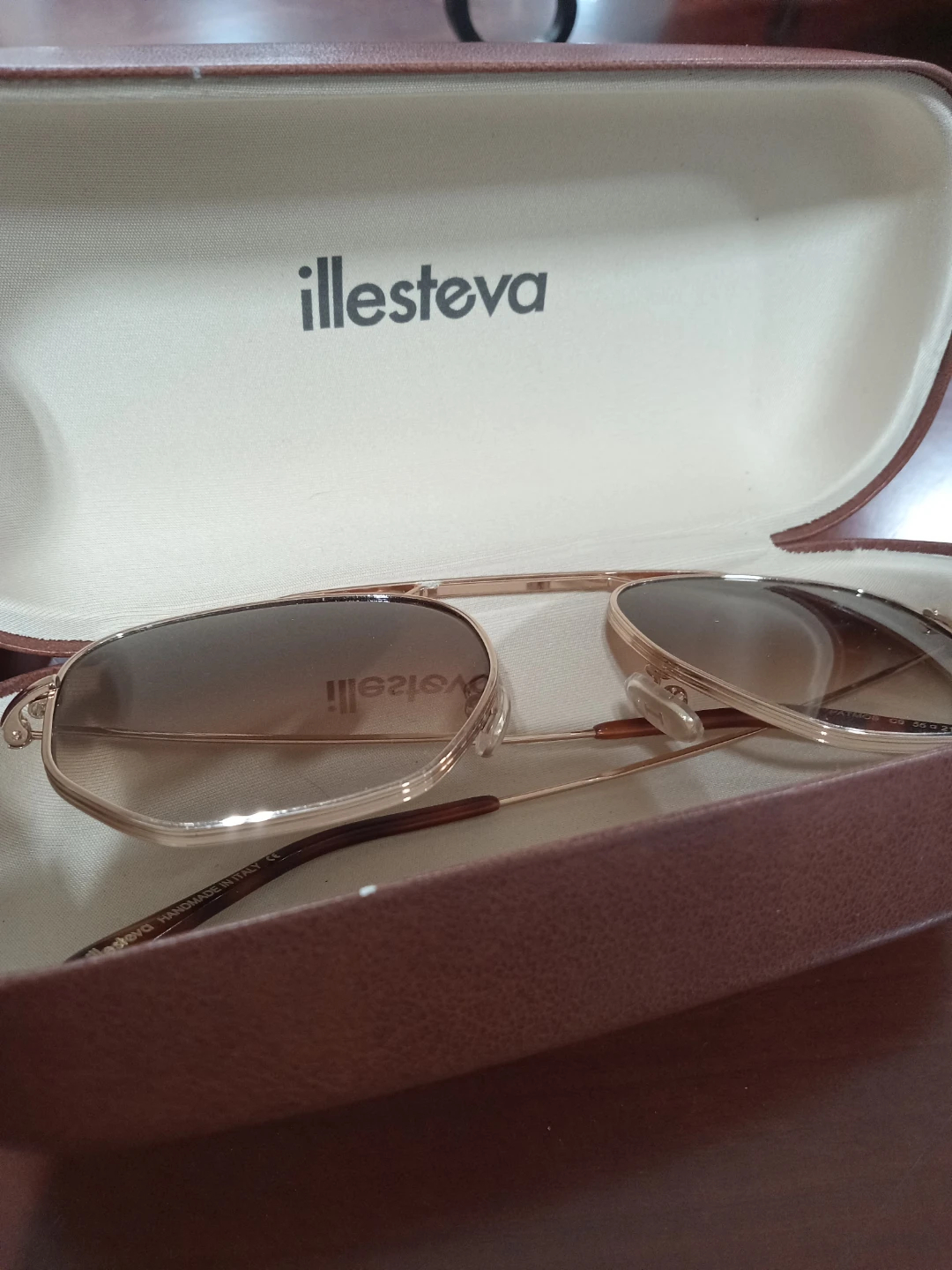 Illesteva Aviator Sunglasses - Gold Frame, Brown Gradient Lenses