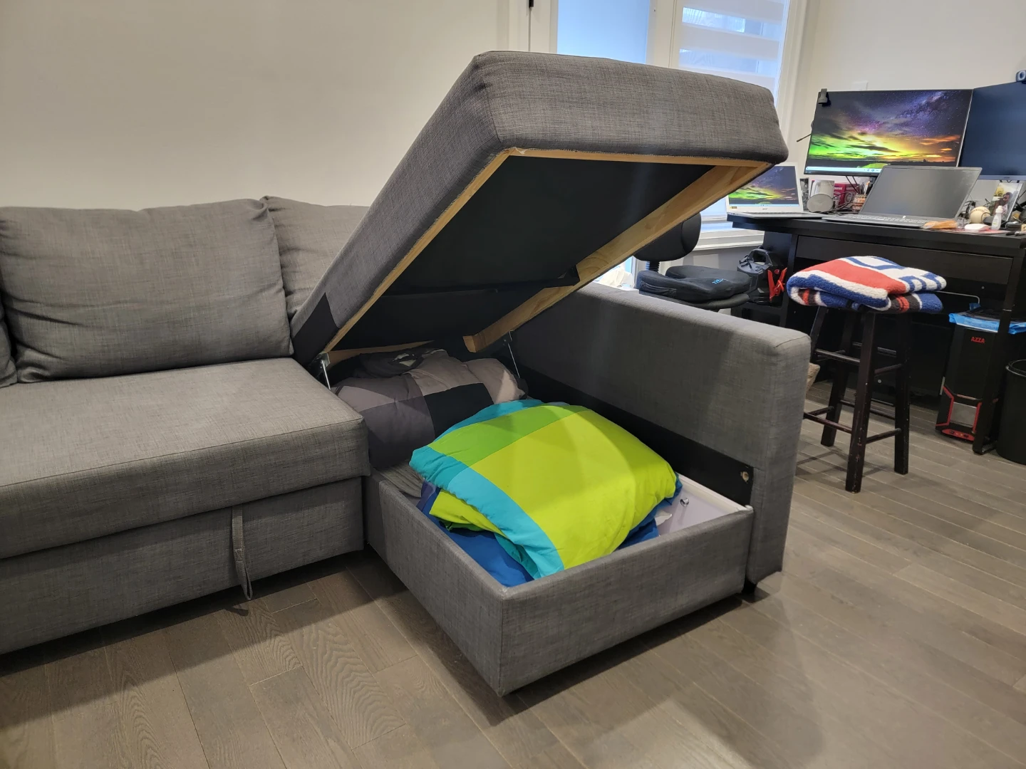 IKEA FRIHETEN Grey Sectional Sofa with Storage and Pull-out Bed - photo 3