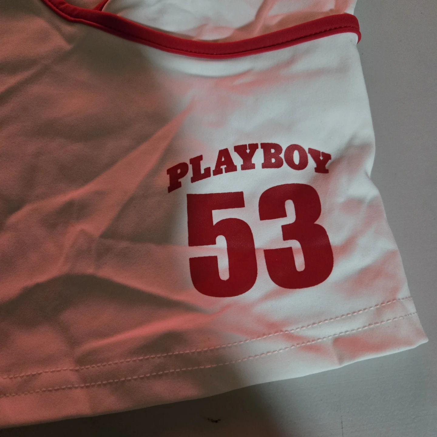 Playboy 53 White Tank Top with Red Trim - photo 2