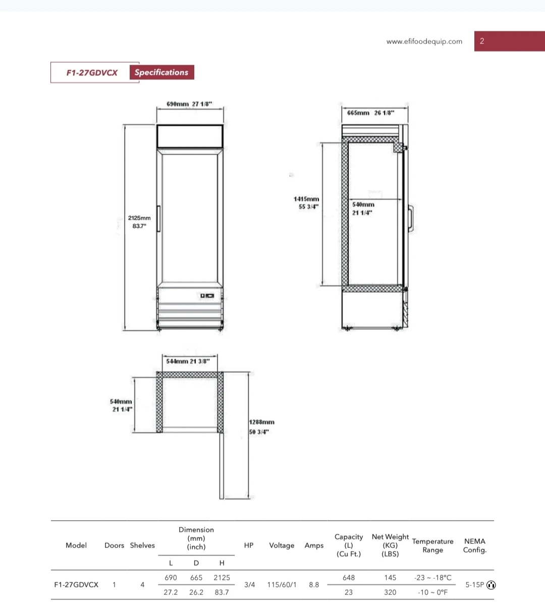 EFI Glass 1-Door Refrigerated - 12.3 Cu. Ft. - photo 3
