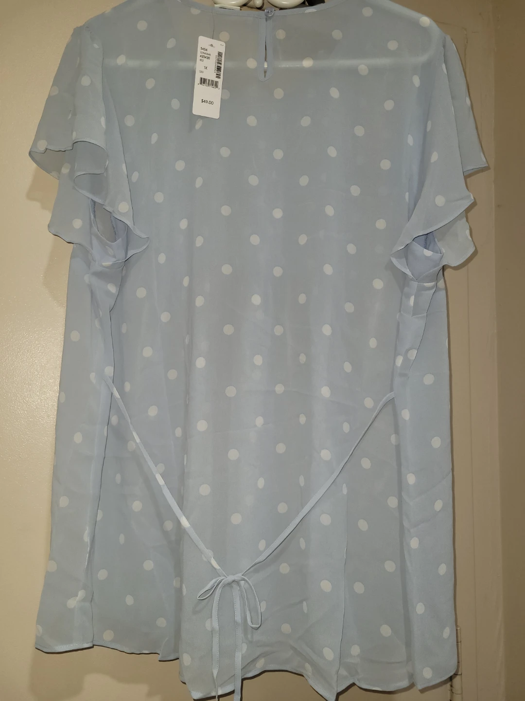 Light Blue Polka Dot Blouse - 1X