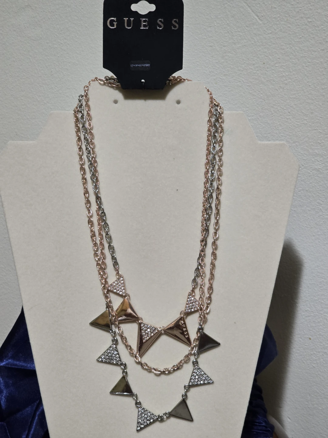 Guess Necklace - Rose Gold and Silver Tone with Triangle - photo 2