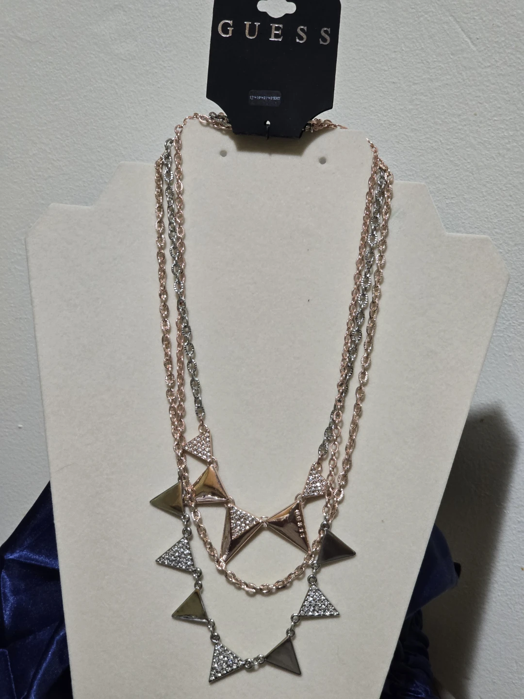 Guess Necklace - Rose Gold and Silver Tone with Triangle - photo 3