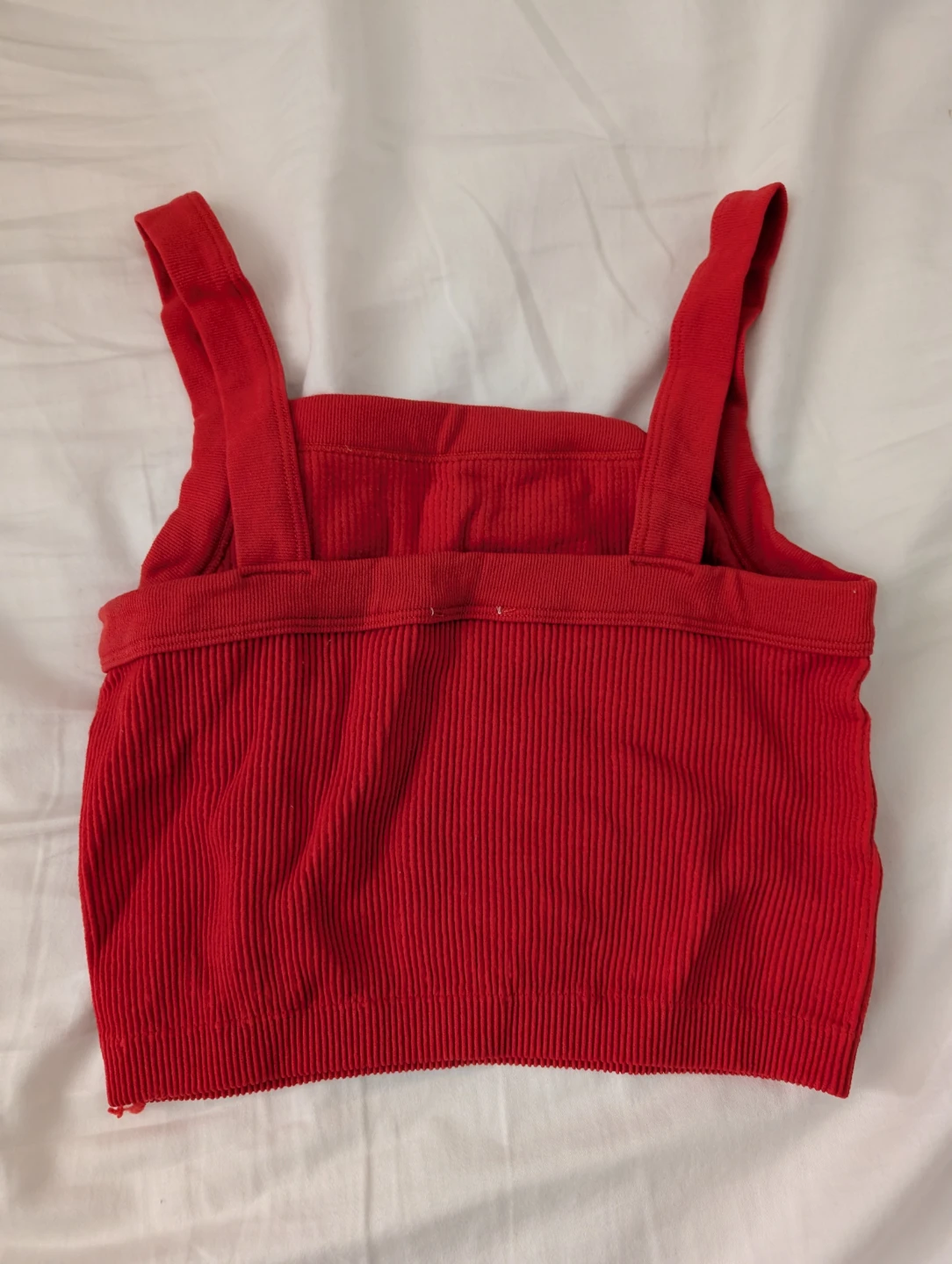 Red Ribbed Crop Tank Top Sexy Top Spaghetti Top  🏆