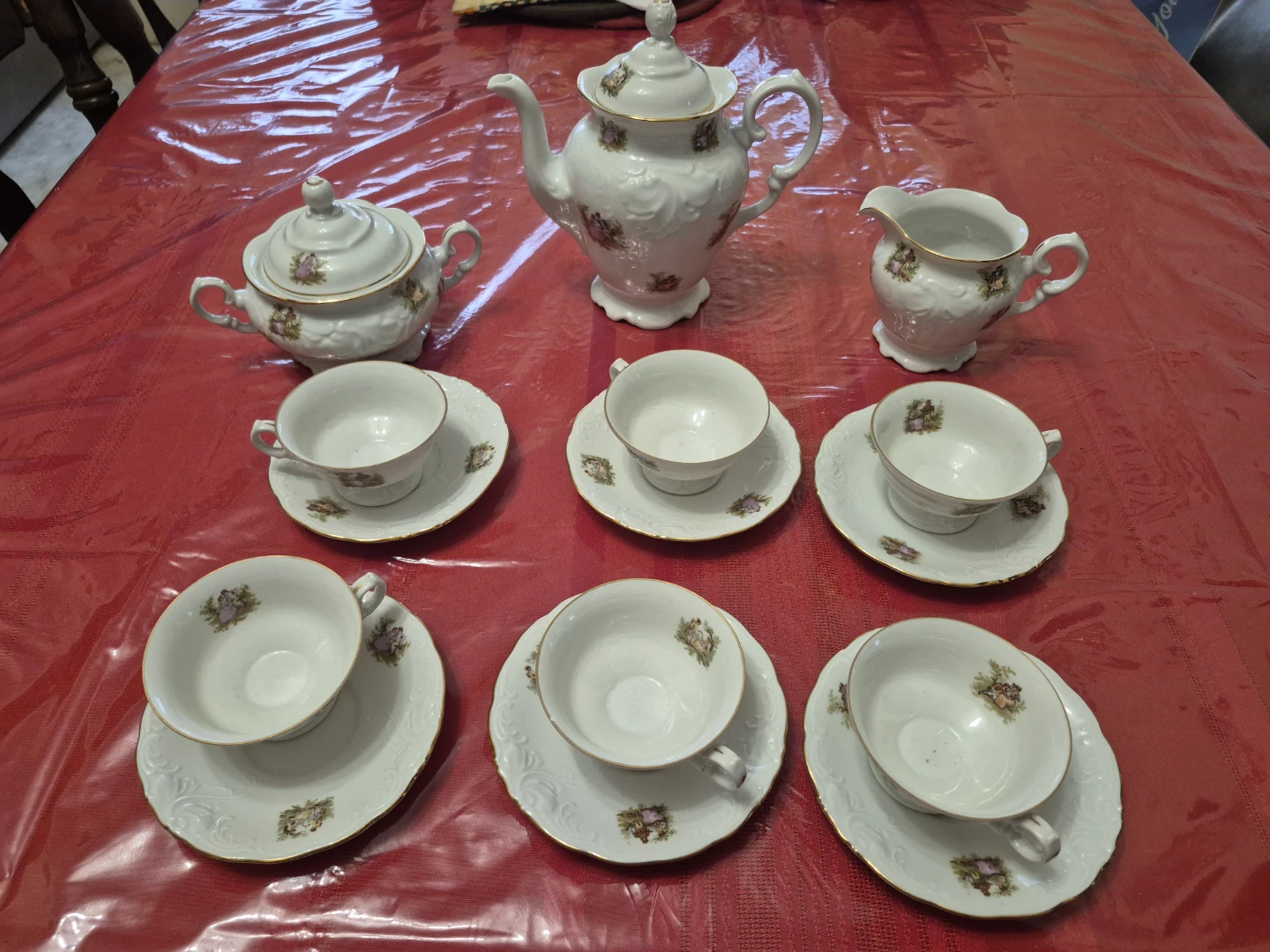Vintage White Porcelain Tea Set with Floral Design