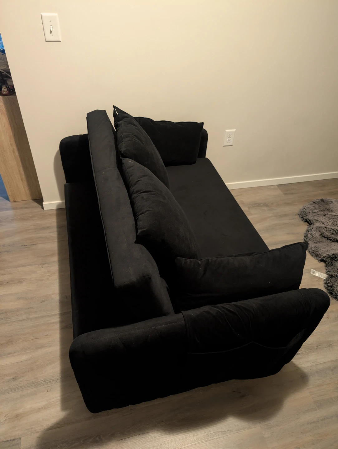 Black Sofa Bed with Pillows - photo 2