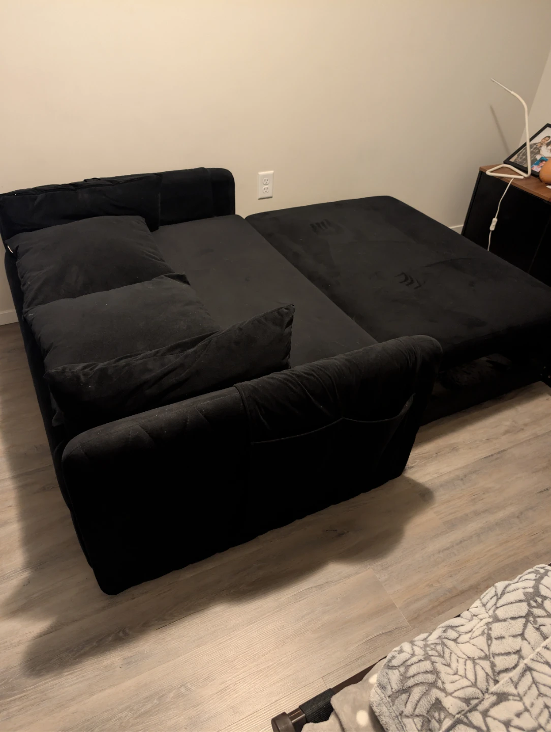 Black Sofa Bed with Pillows - photo 4