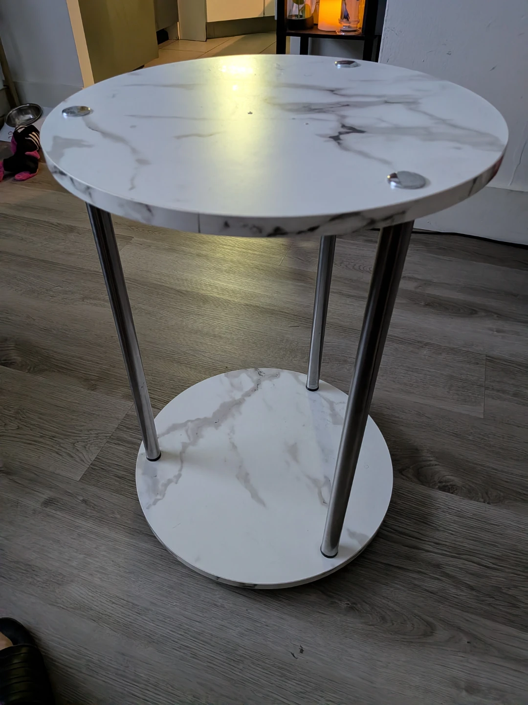 🥕 Round Marble Print Side Table with Metal Legs 🥕