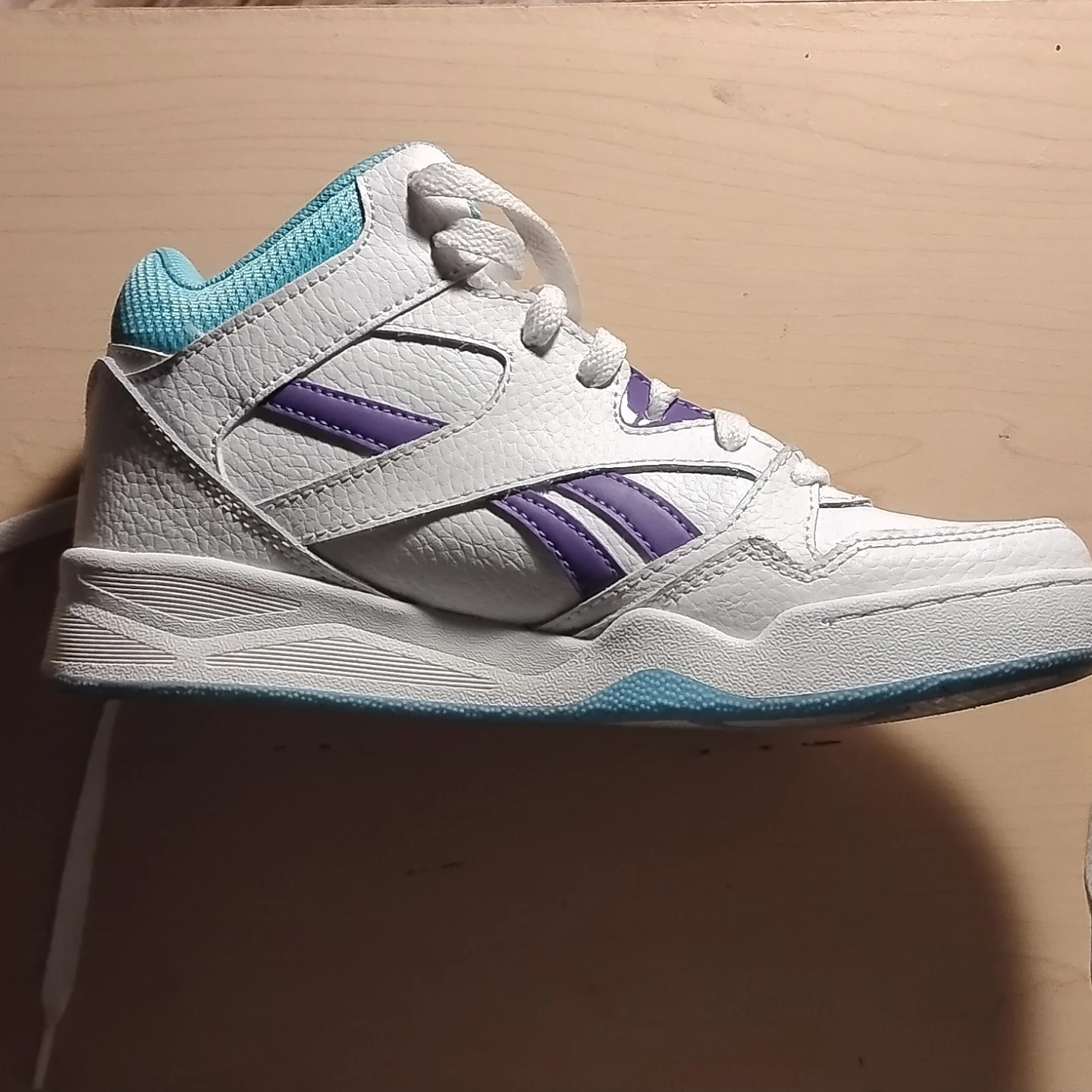 Vintage Reebok White/Purple/Teal High-Top Sneakers - US Size 6 - photo 3