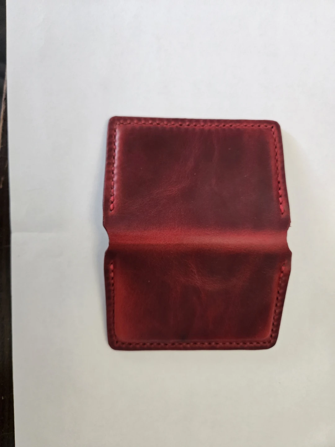 Handmade Leather Card Holder - Red
