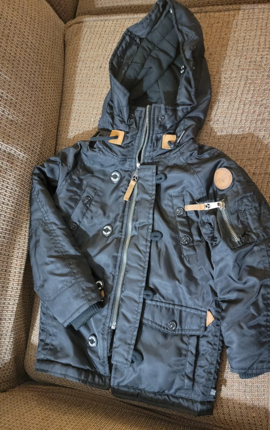 Top Gun Black Unisex Puffer Jacket