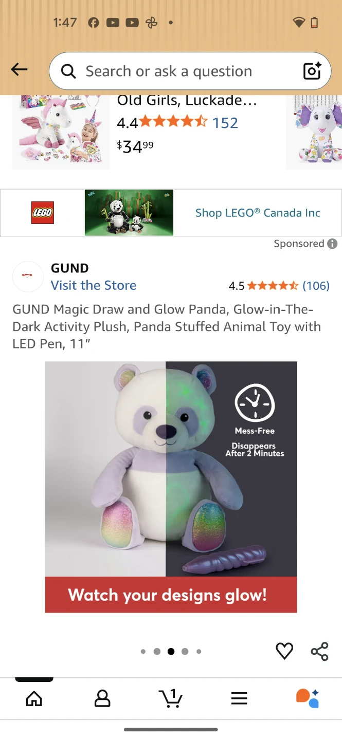 GUND Magic Draw and Glow Panda Plush Toy 11" - photo 3