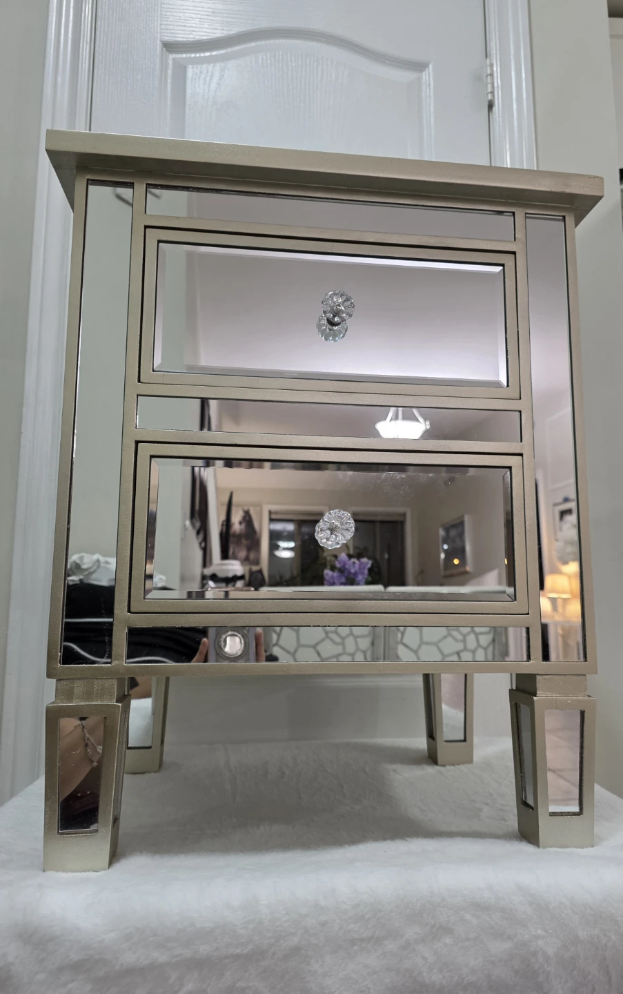 Mirrored 2-Drawer Nightstand / End Table