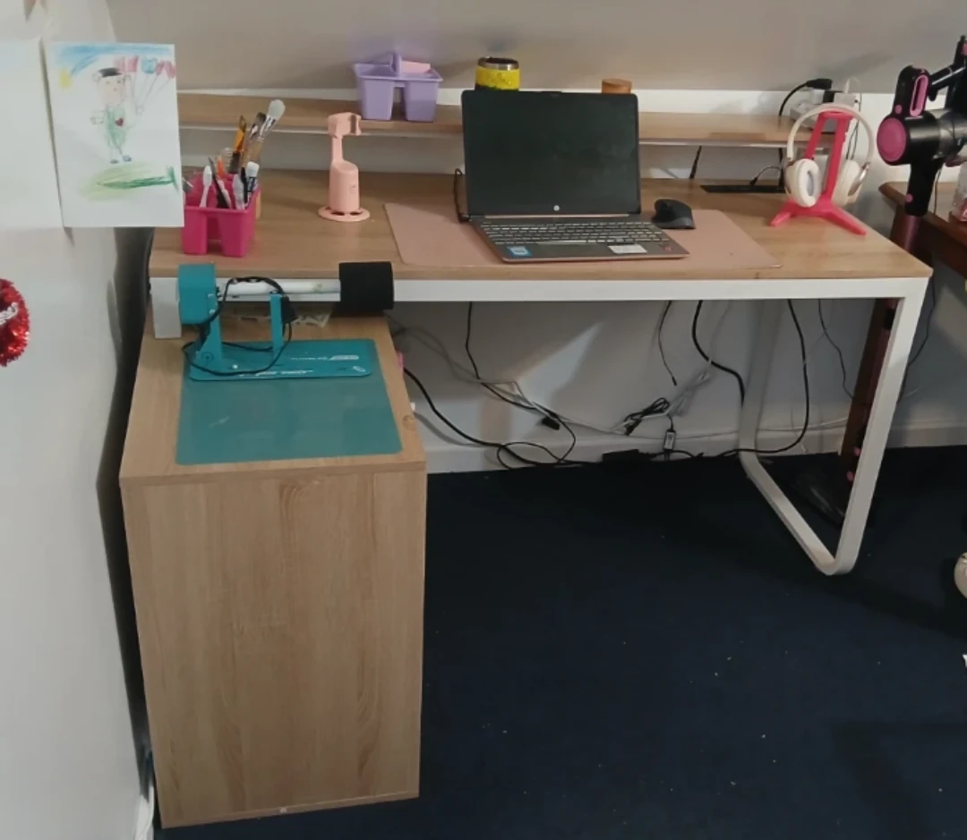 Wood and White Desk with Cabinet - photo 3