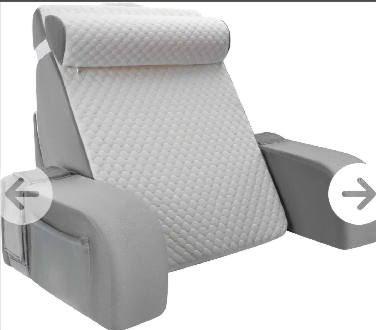 Grey Bed Wedge Pillow with Headrest