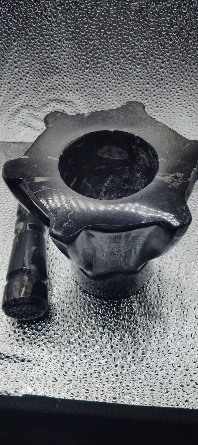 Black Stone Mortar and Pestle Orthoceras - photo 2