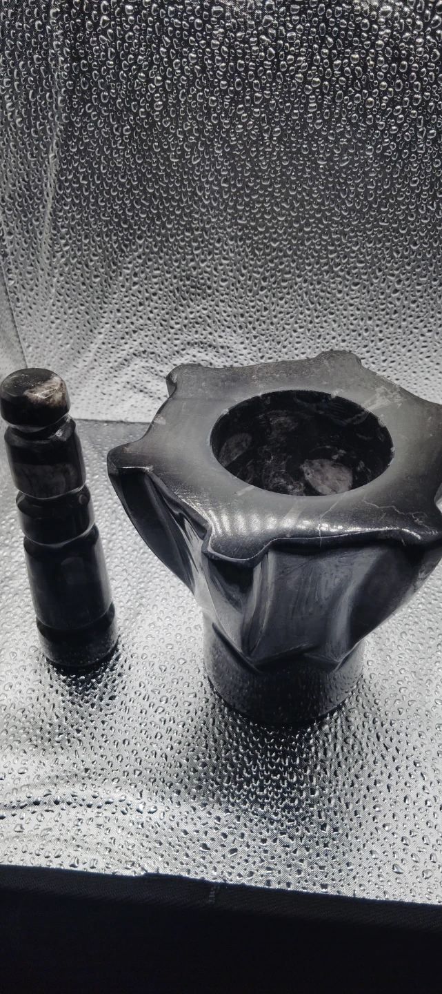 Black Stone Mortar and Pestle Orthoceras - photo 5