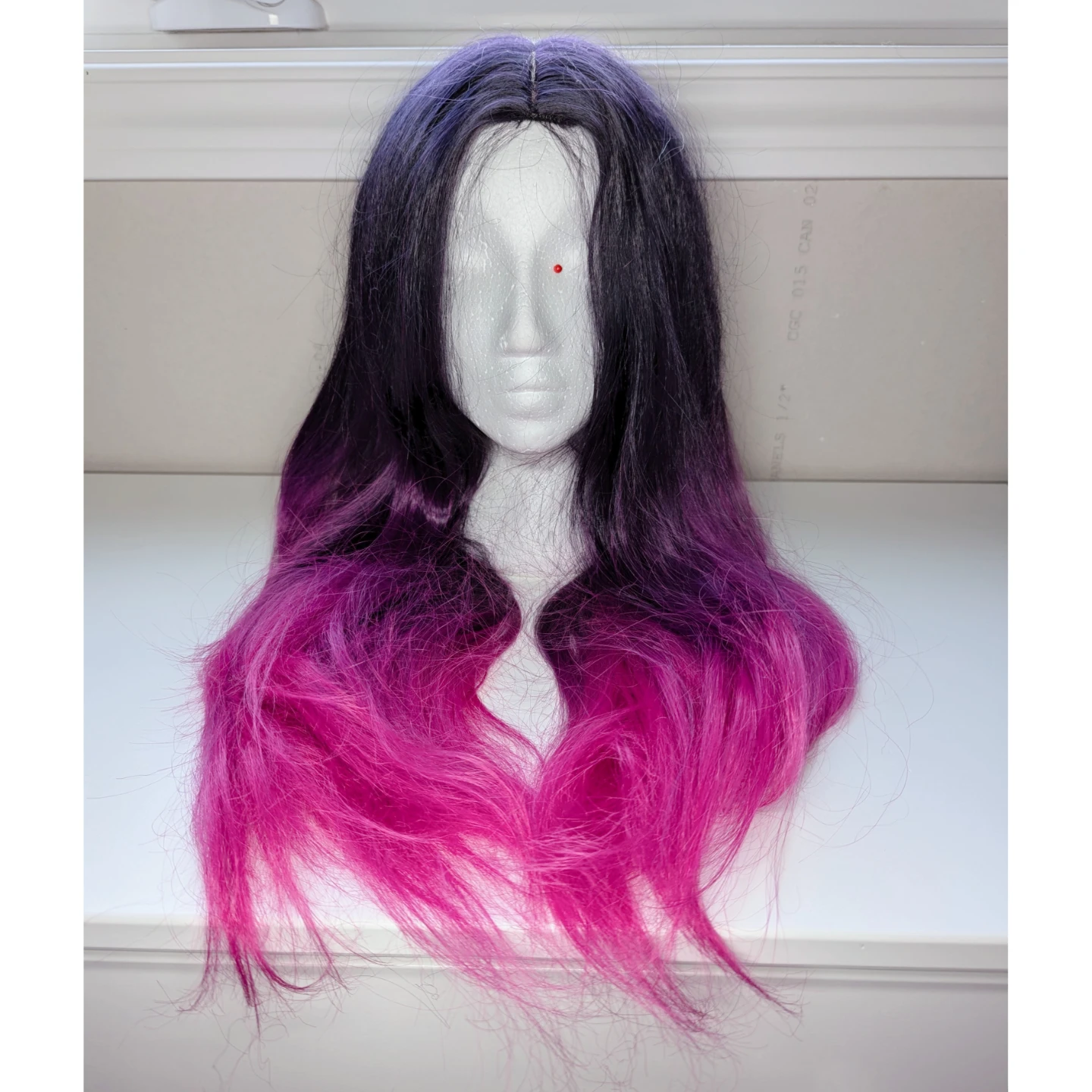 Ombre Black to Pink Long Wavy Wig