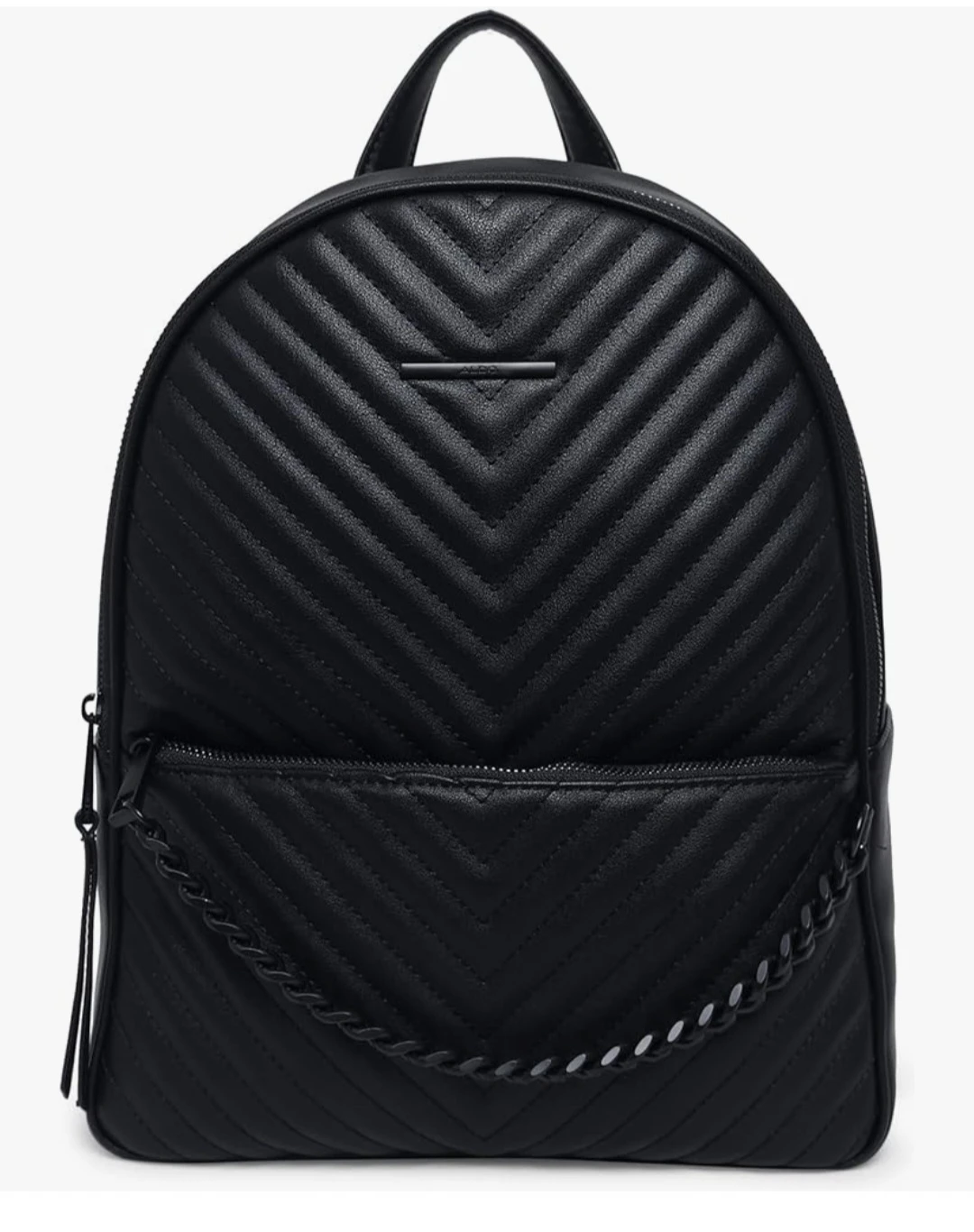 ALDO Black Quilted Chain Detail Backpack