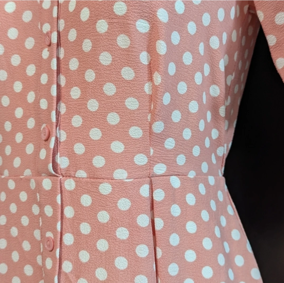 Monteau Pink Polka Dot Button-Up Shirt Dress Size S - photo 3