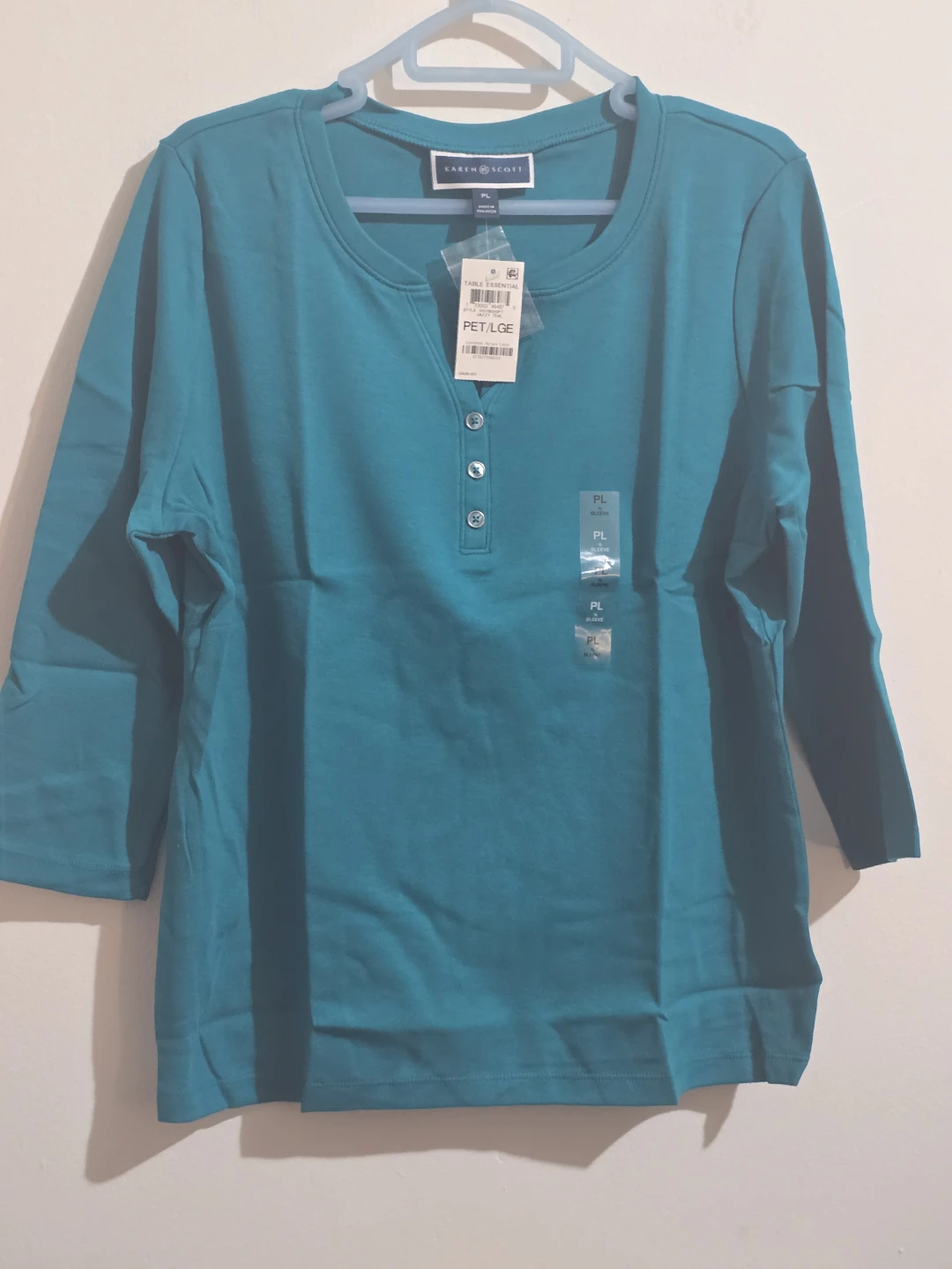 Karen Scott Petal Pink Henley Top - photo 4