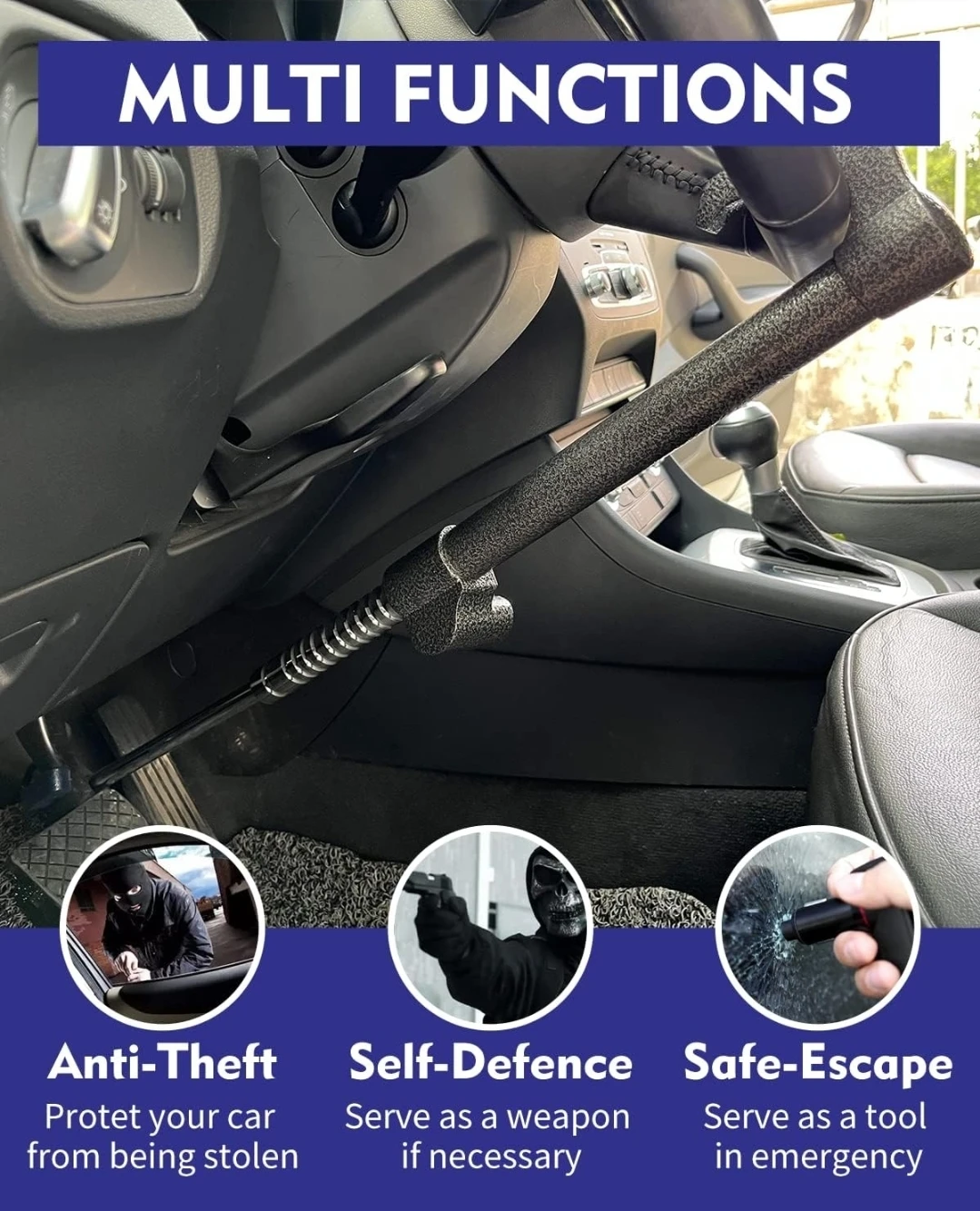 DODOMES Steering Wheel Lock Anti-Theft Device - photo 3