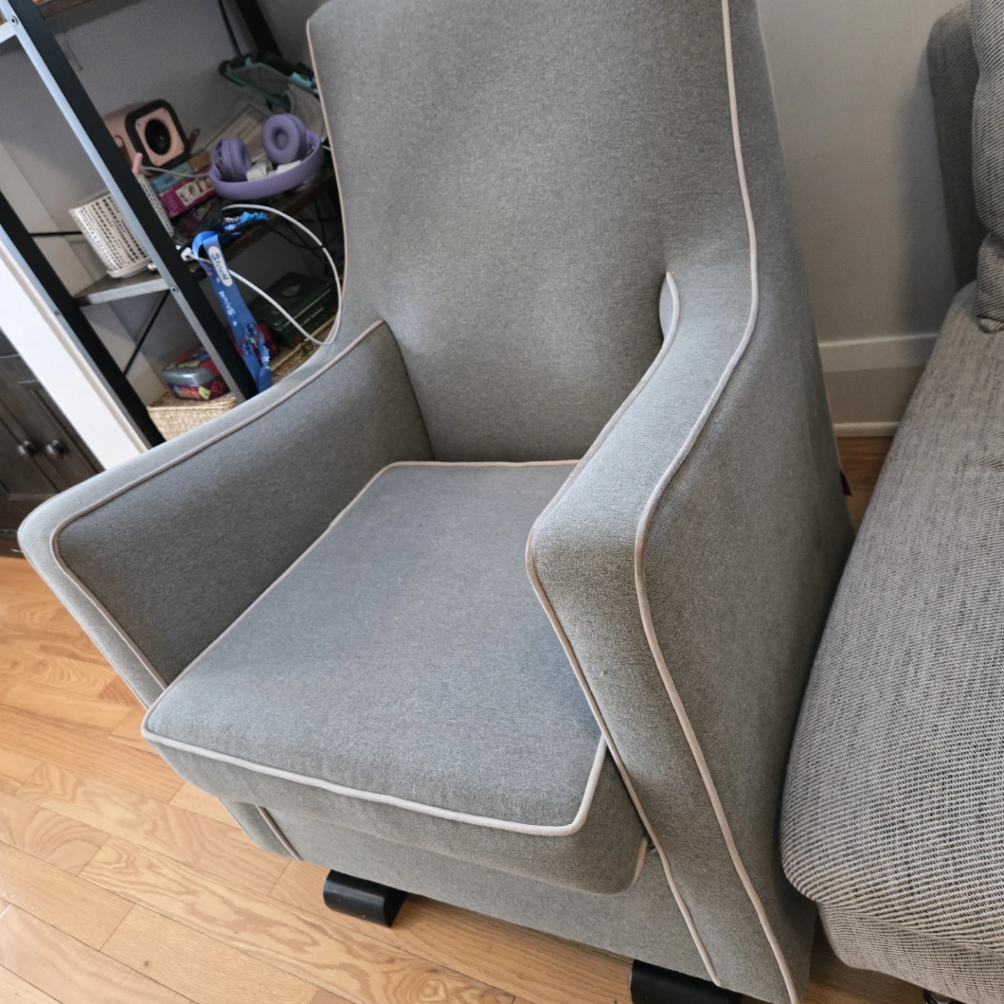 Grey Glider Rocking Chair with Ottoman