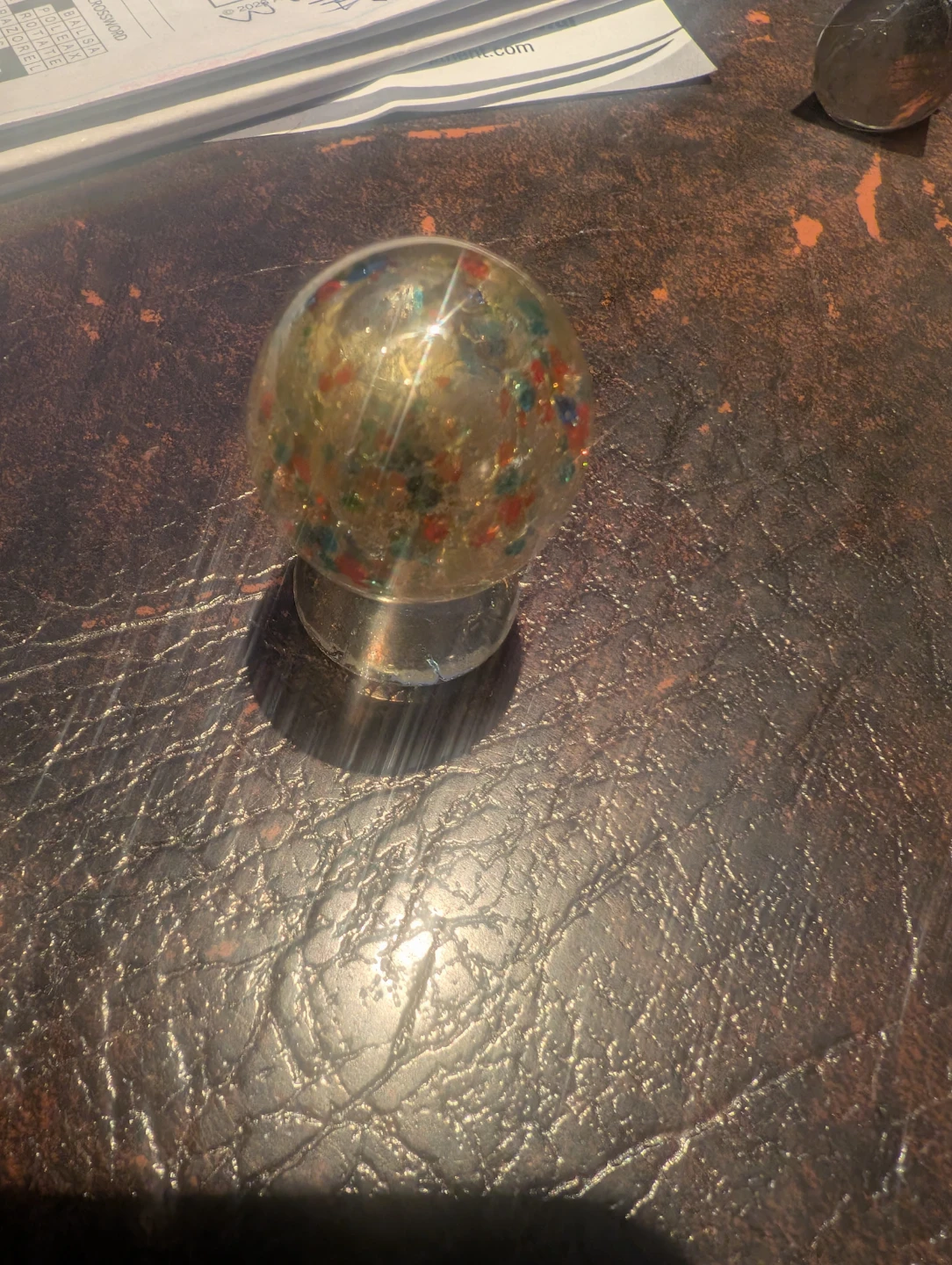 Glass snow globe with colourful flecks - photo 3