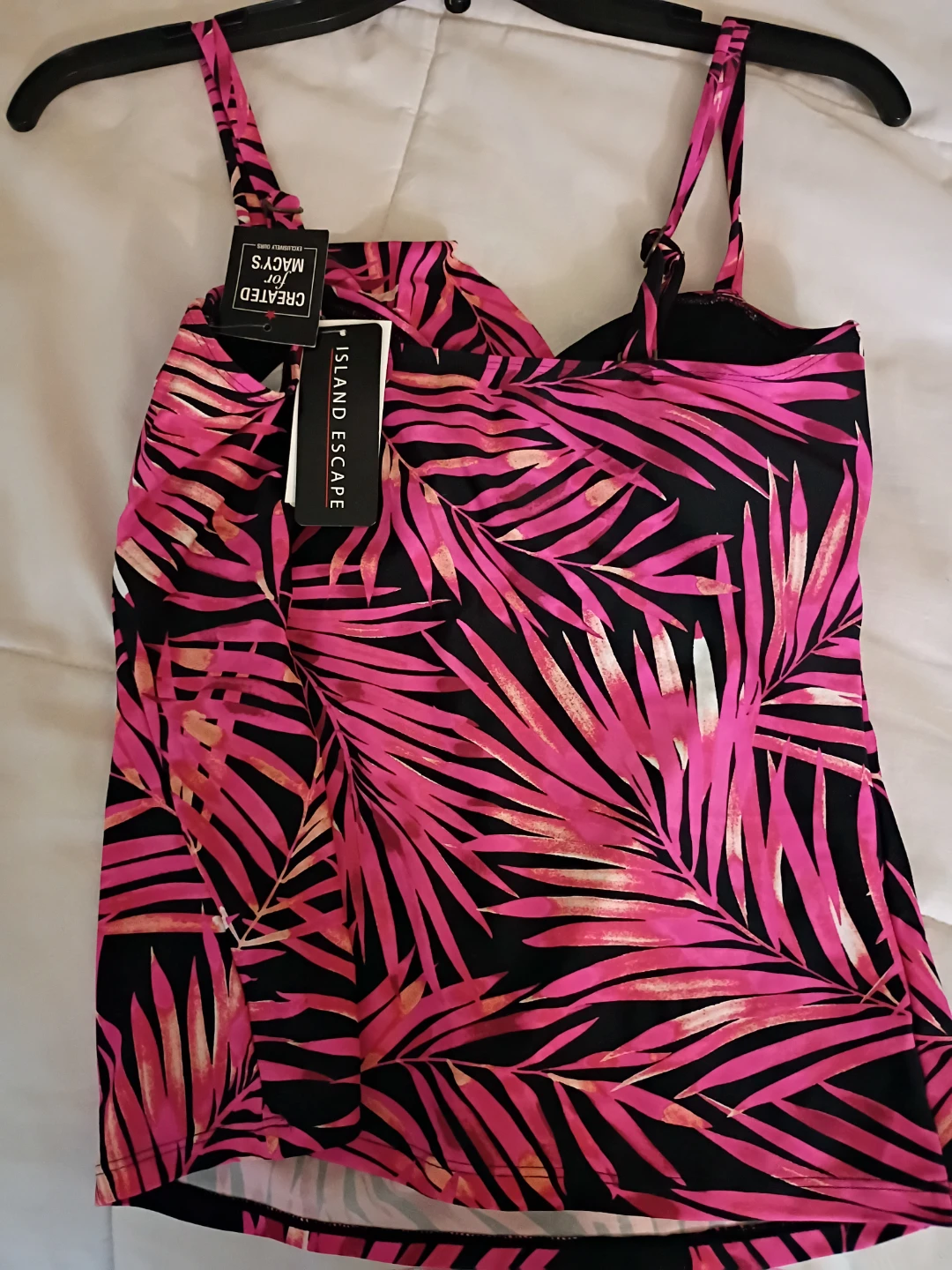 Island Escape Pink Tropical Print Tankini Top