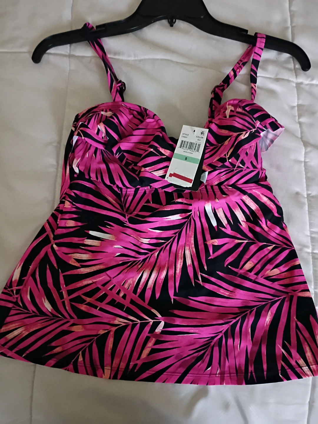 Island Escape Pink Tropical Print Tankini Top - photo 4