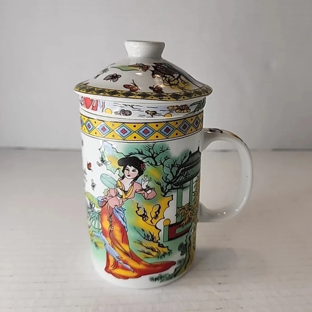Chinese Ceramic Green Tea Diffuser 3-Piece Cup  "吉祥如意" - photo 2