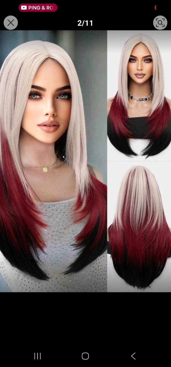 Ombre Wig Blonde with Red and Black