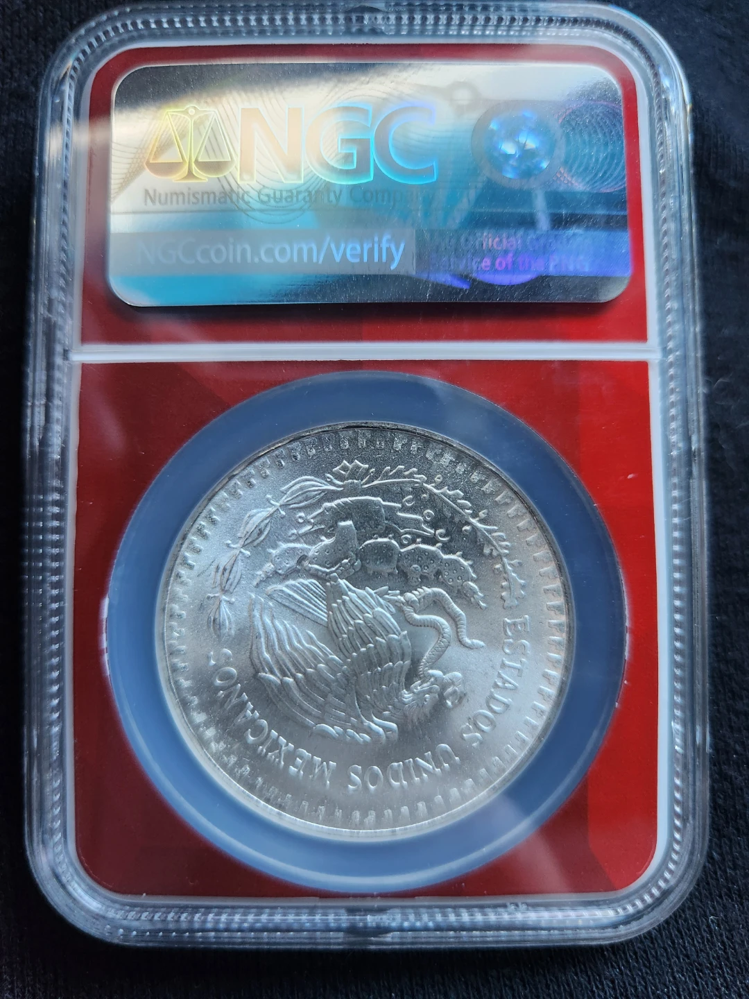 1986 Mexico 1 Onza Silver Coin - NGC MS 66 Graded - photo 2