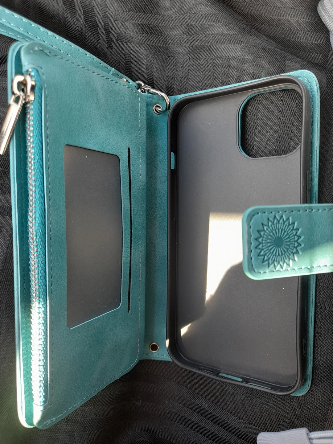 Teal Mandala Wallet Phone 13 Case with Wrist Strap - photo 2